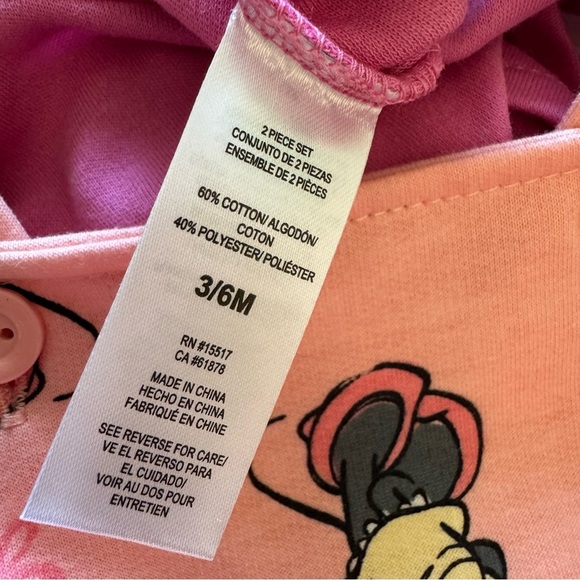 Disney Pink Minnie Mouse Outfit 2PC Set Romper Short Sleeve Top Baby Girl 3-6M - Picture 6 of 6